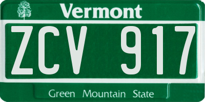 VT license plate ZCV917