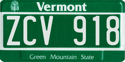 VT license plate ZCV918