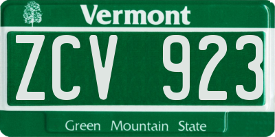 VT license plate ZCV923