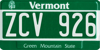 VT license plate ZCV926