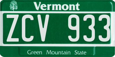 VT license plate ZCV933