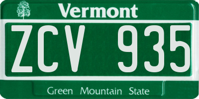 VT license plate ZCV935