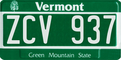 VT license plate ZCV937
