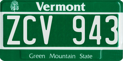 VT license plate ZCV943