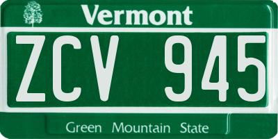 VT license plate ZCV945