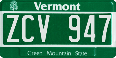 VT license plate ZCV947