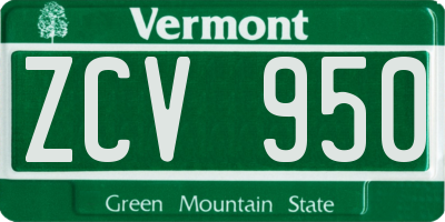 VT license plate ZCV950