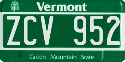 VT license plate ZCV952