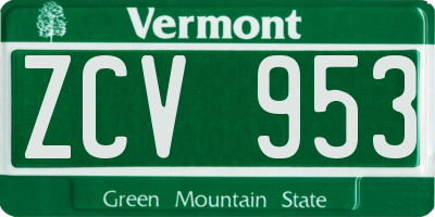 VT license plate ZCV953