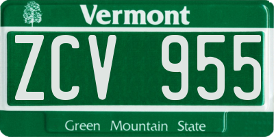 VT license plate ZCV955