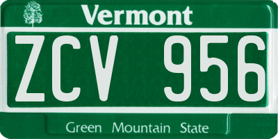 VT license plate ZCV956