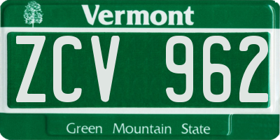 VT license plate ZCV962