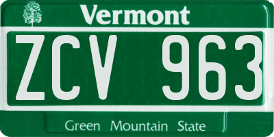 VT license plate ZCV963