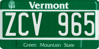 VT license plate ZCV965