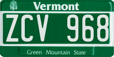 VT license plate ZCV968