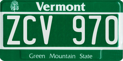 VT license plate ZCV970