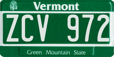 VT license plate ZCV972