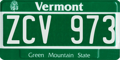 VT license plate ZCV973