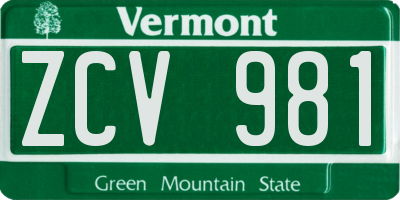 VT license plate ZCV981