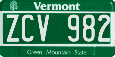 VT license plate ZCV982