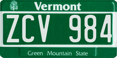 VT license plate ZCV984
