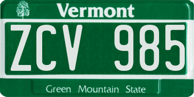 VT license plate ZCV985