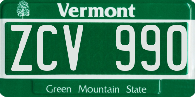 VT license plate ZCV990