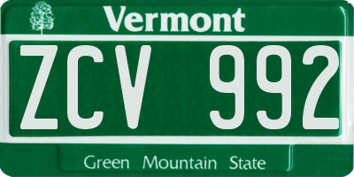 VT license plate ZCV992