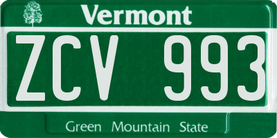 VT license plate ZCV993