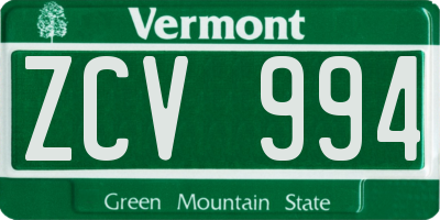 VT license plate ZCV994