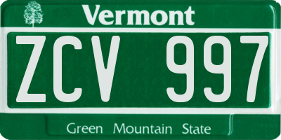 VT license plate ZCV997