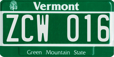 VT license plate ZCW016