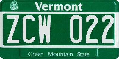 VT license plate ZCW022