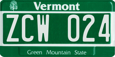 VT license plate ZCW024