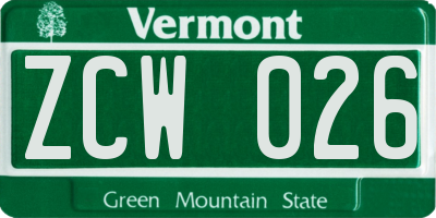 VT license plate ZCW026