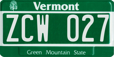 VT license plate ZCW027