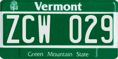 VT license plate ZCW029