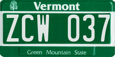 VT license plate ZCW037