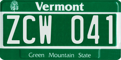 VT license plate ZCW041
