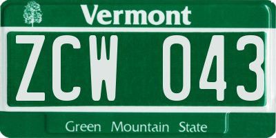 VT license plate ZCW043