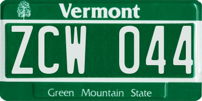 VT license plate ZCW044