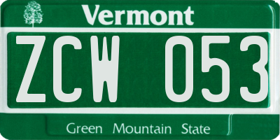 VT license plate ZCW053