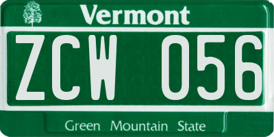 VT license plate ZCW056