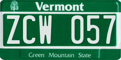 VT license plate ZCW057