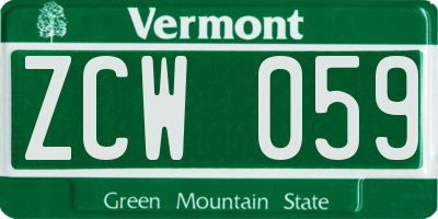 VT license plate ZCW059