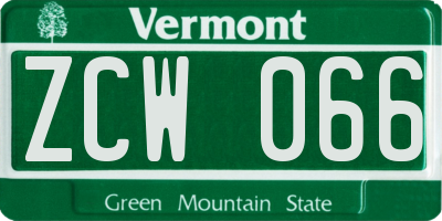 VT license plate ZCW066