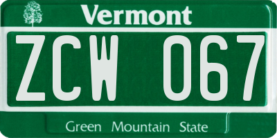 VT license plate ZCW067