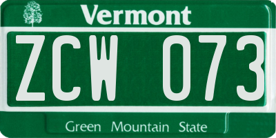 VT license plate ZCW073