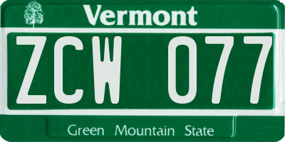 VT license plate ZCW077