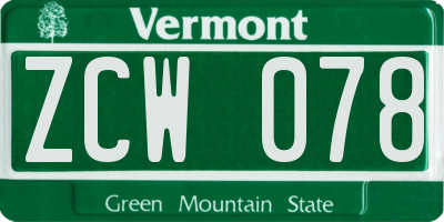 VT license plate ZCW078